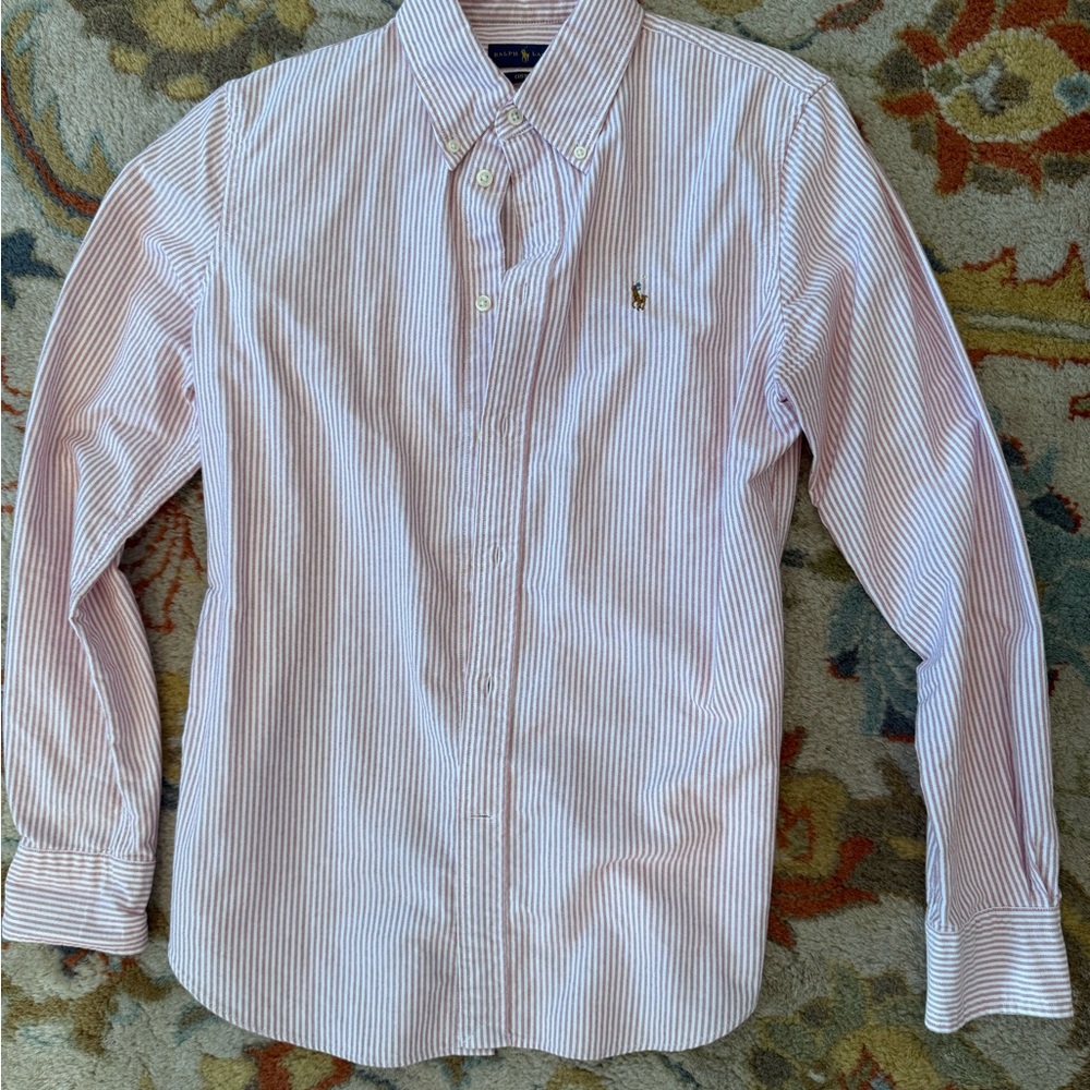 Ralph Lauren Red and White Striped Women’s Button Down Shirt